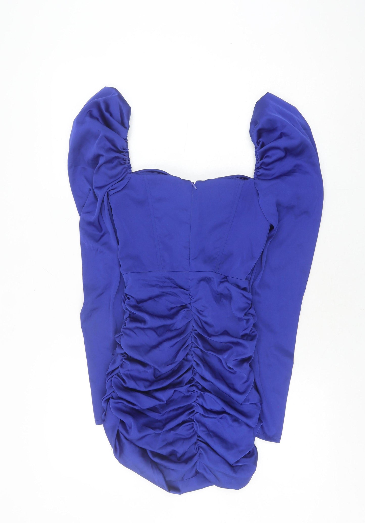 Oh Polly Women Blue Ruched Dress Size 8