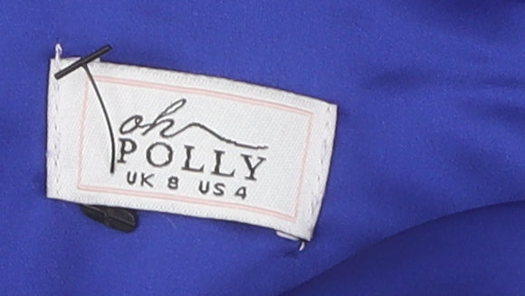 Oh Polly Women Blue Ruched Dress Size 8