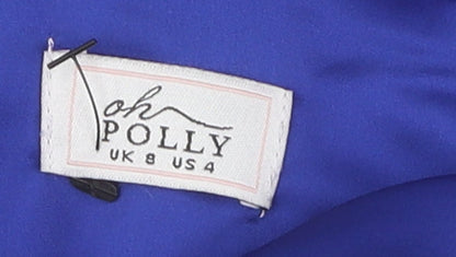 Oh Polly Women Blue Ruched Dress Size 8