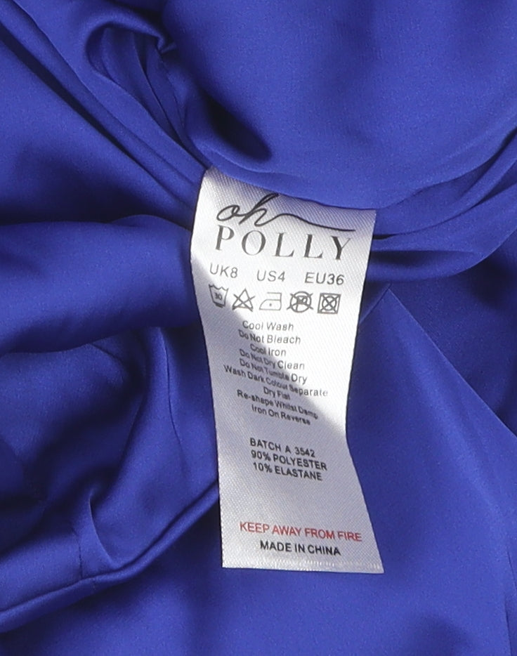Oh Polly Women Blue Ruched Dress Size 8