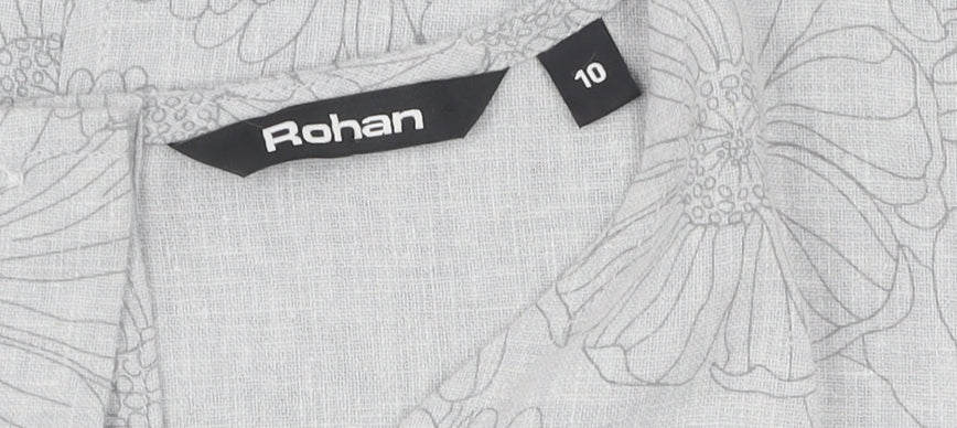 Rohan Women's Grey Floral Sleeveless Dress Size 10