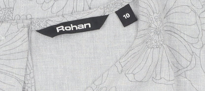 Rohan Women's Grey Floral Sleeveless Dress Size 10