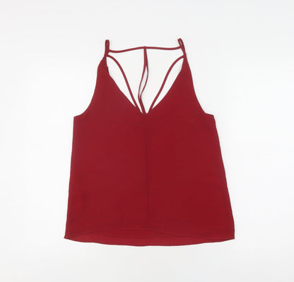 Boohoo Women's Red Camisole V-Neck Tank Top Size 8