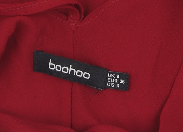 Boohoo Women's Red Camisole V-Neck Tank Top Size 8