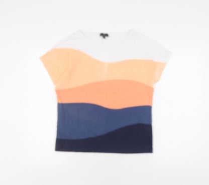 Womens UK Size 10 Marble Multicoloured Basic T-Shirt