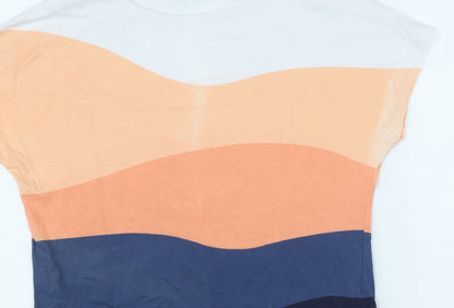 Womens UK Size 10 Marble Multicoloured Basic T-Shirt