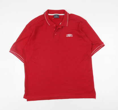 Umbro Men's Red Polo Shirt, L, Lightweight Sportswear