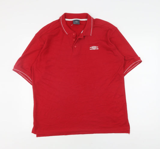Umbro Men's Red Polo Shirt, L, Lightweight Sportswear