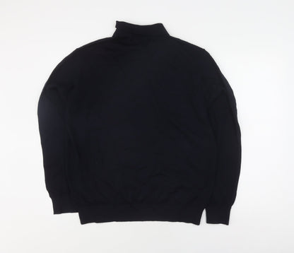Autograph Men's Black L Collared Wool Pullover Jumper