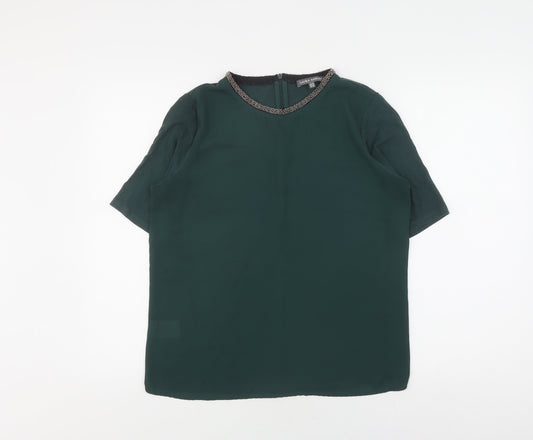 Laura Ashley Women's Green Beaded Blouse UK 12
