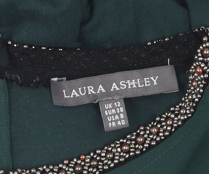 Laura Ashley Women's Green Beaded Blouse UK 12