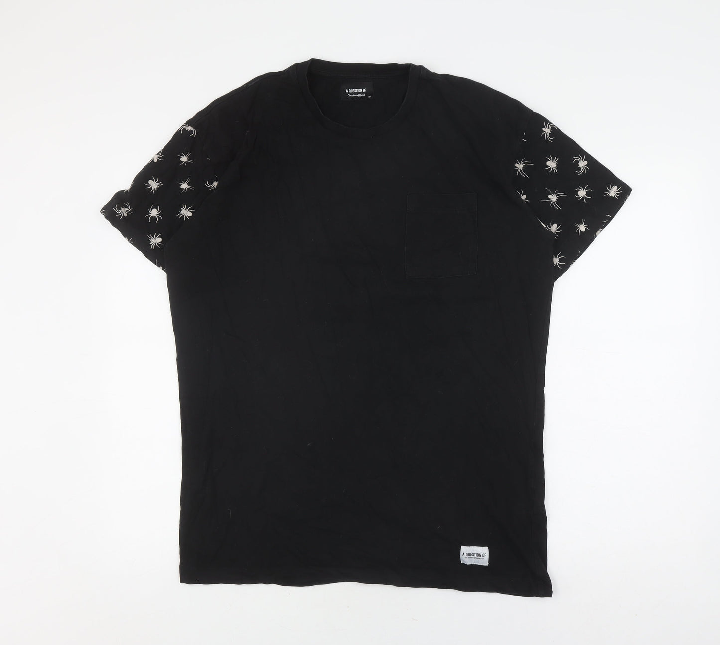 A Question Of Unisex Black Graphic T-Shirt, Medium
