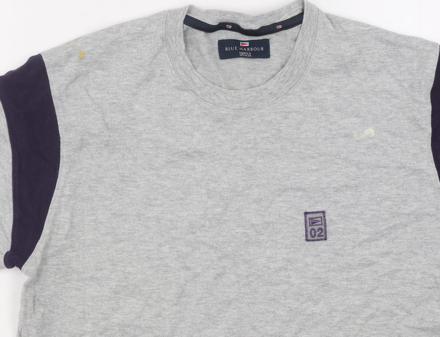 Marks and Spencer Grey Men's Cotton T-Shirt, S, Short Sleeve