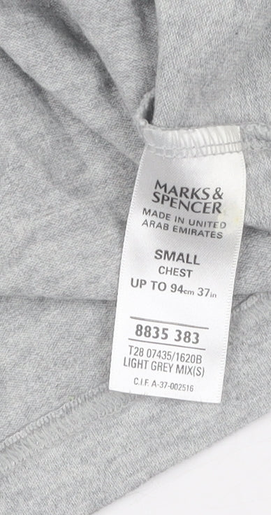 Marks and Spencer Grey Men's Cotton T-Shirt, S, Short Sleeve