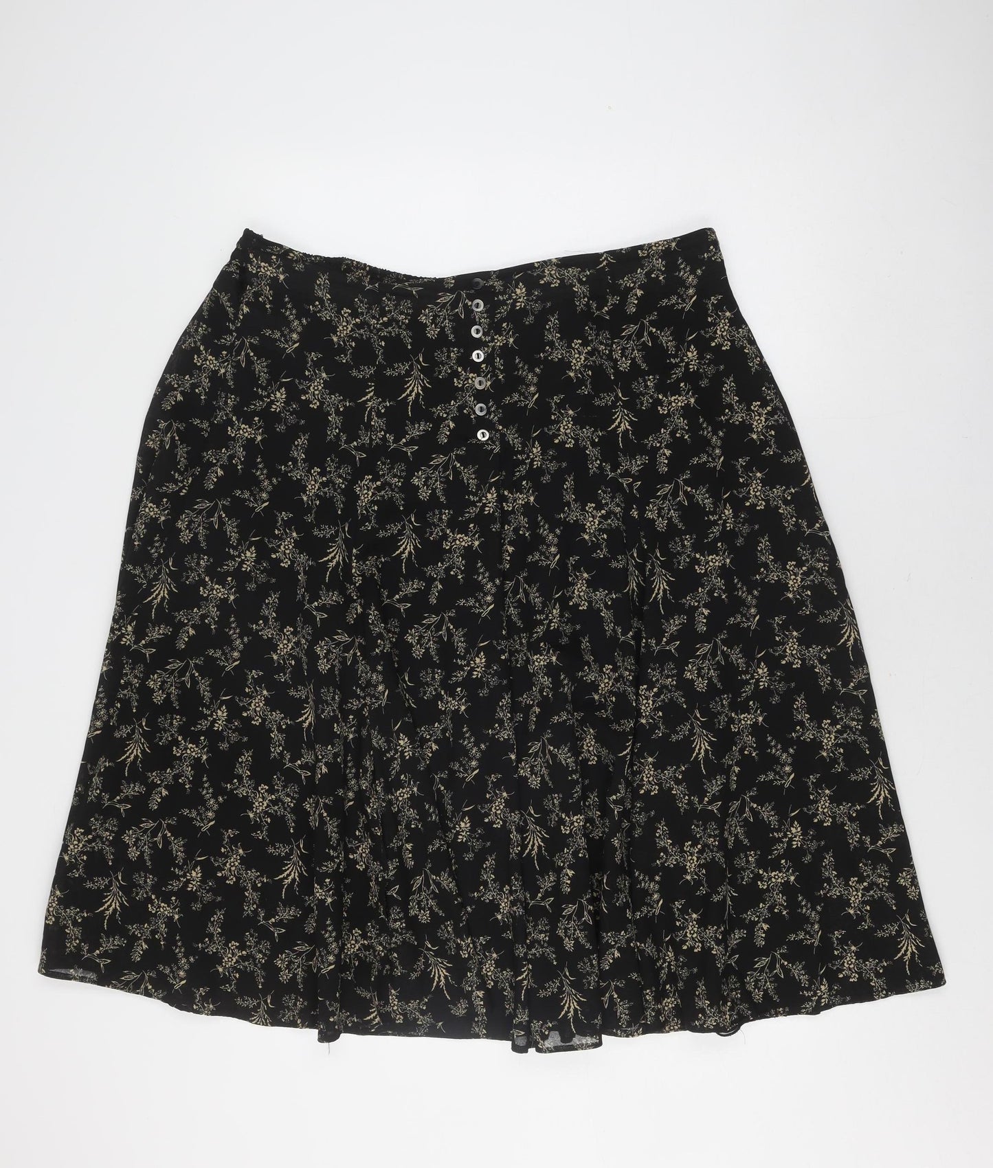 Marks and Spencer Women's Black Floral Long Skirt, Size 20