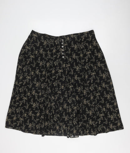 Marks and Spencer Women's Black Floral Long Skirt, Size 20