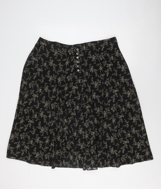 Marks and Spencer Women's Black Floral Long Skirt, Size 20