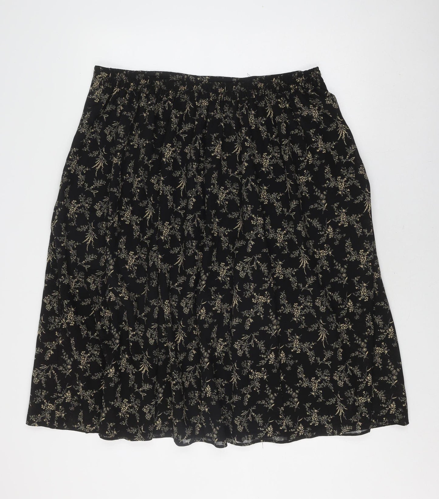 Marks and Spencer Women's Black Floral Long Skirt, Size 20
