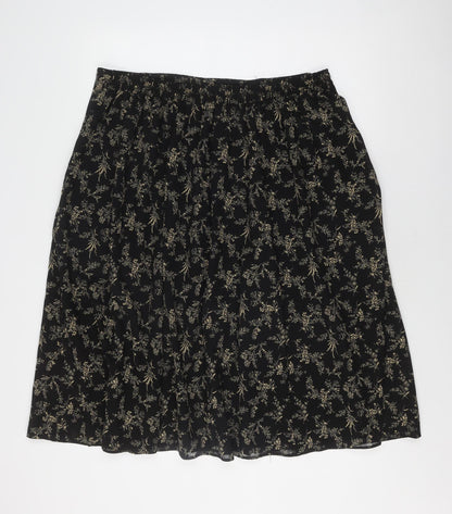 Marks and Spencer Women's Black Floral Long Skirt, Size 20