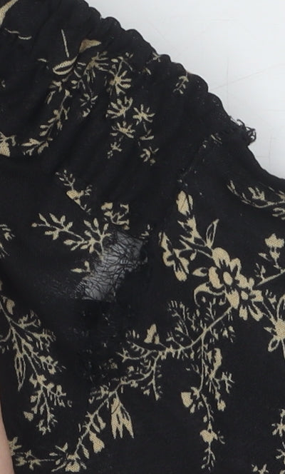 Marks and Spencer Women's Black Floral Long Skirt, Size 20