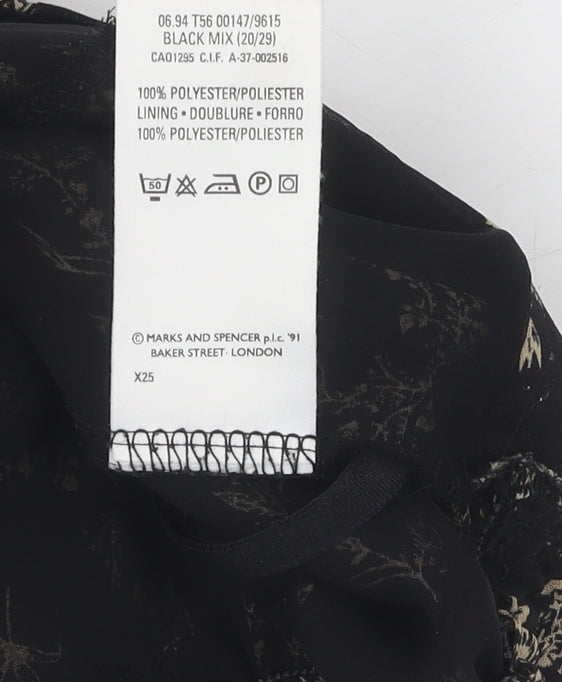 Marks and Spencer Women's Black Floral Long Skirt, Size 20