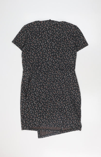 Next Women's Black Animal Print Dress Size 14