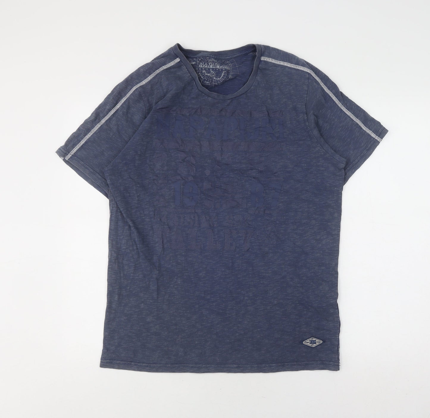 Napapijri Men's Blue Short Sleeve Crew Neck T-Shirt L