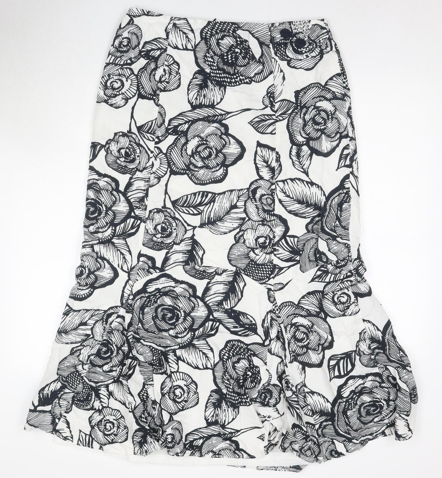Marks and Spencer Women's Black Floral A-Line Skirt Size 14
