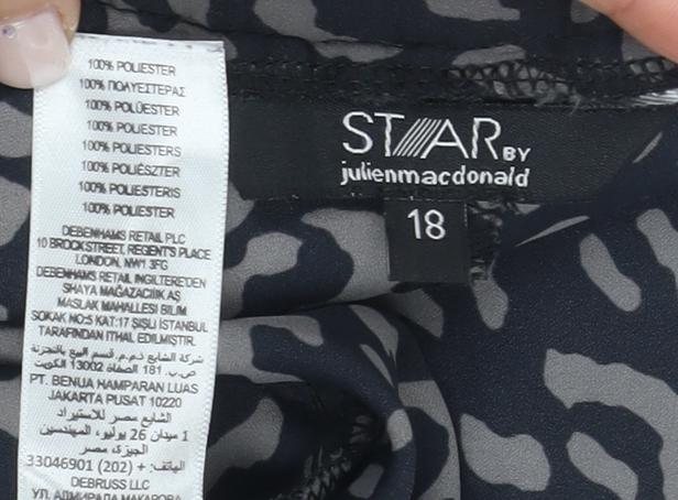 Star by Julien Macdonald Women's Black Animal Print Trousers