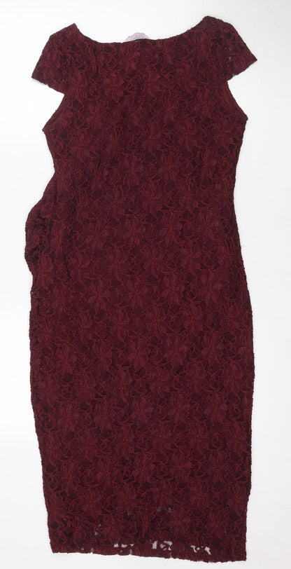 Dorothy Perkins Red Midi Lace Dress Women