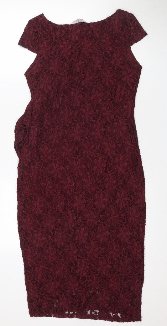Dorothy Perkins Red Midi Lace Dress Women