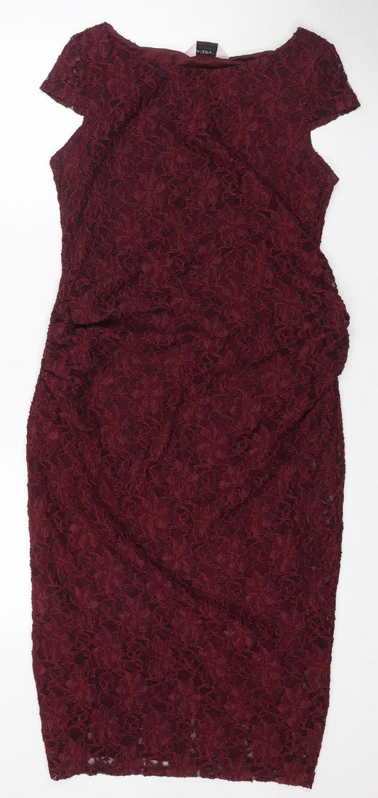 Dorothy Perkins Red Midi Lace Dress Women