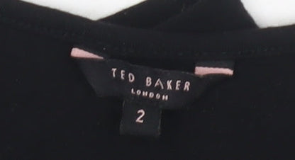 Womens UK Size 10 Ted Baker Black Wrap Blouse