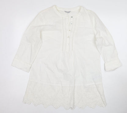 Marks and Spencer Women White Size 12 Cotton Dress