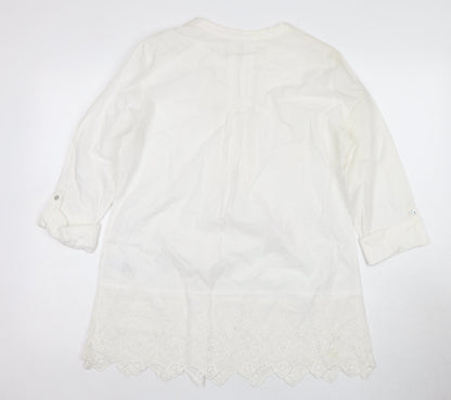 Marks and Spencer Women White Size 12 Cotton Dress