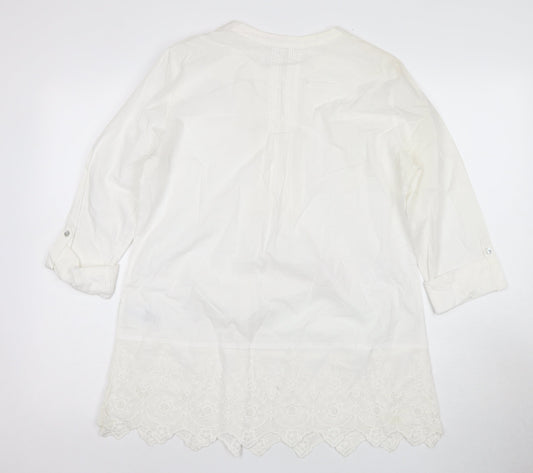Marks and Spencer Women White Size 12 Cotton Dress