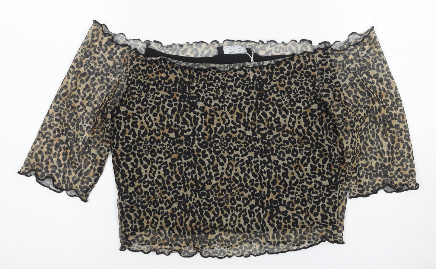 Bershka Women's Cropped Animal Print Blouse, M
