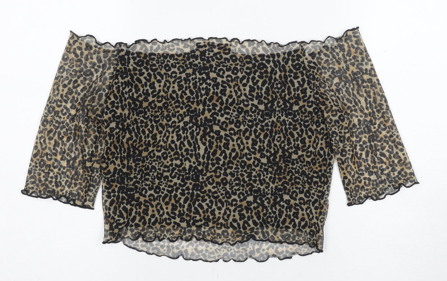 Bershka Women's Cropped Animal Print Blouse, M