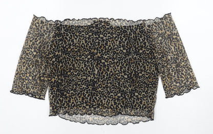 Bershka Women's Cropped Animal Print Blouse, M