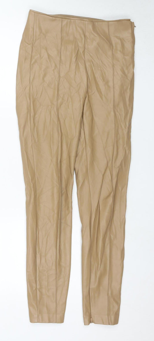 Womens UK Size 8 Zara Slim Fit Skinny Beige Trousers