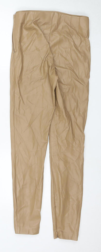 Womens UK Size 8 Zara Slim Fit Skinny Beige Trousers
