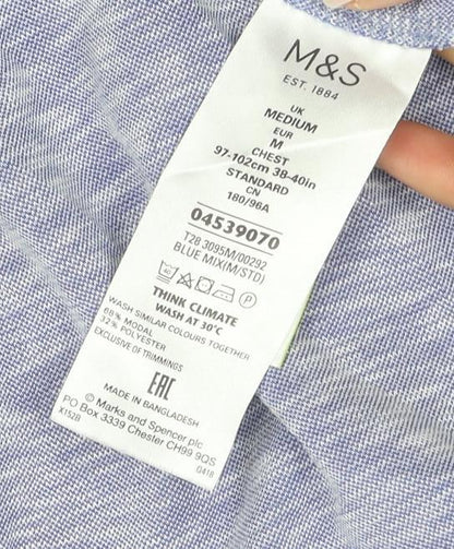 Marks and Spencer Men's Blue Medium Polo Shirt