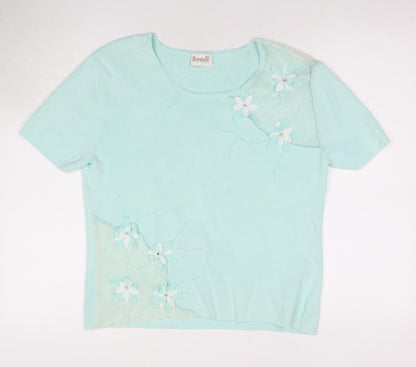 Womens UK Size M Roman Originals Blue Basic T-Shirt