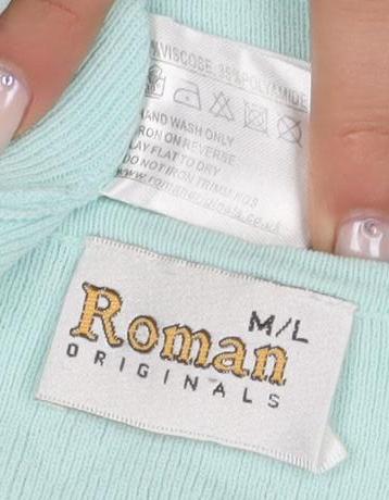 Womens UK Size M Roman Originals Blue Basic T-Shirt