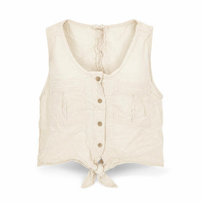 Womens UK Size 8 Topshop Beige Cropped Blouse