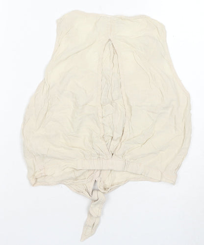 Womens UK Size 8 Topshop Beige Cropped Blouse