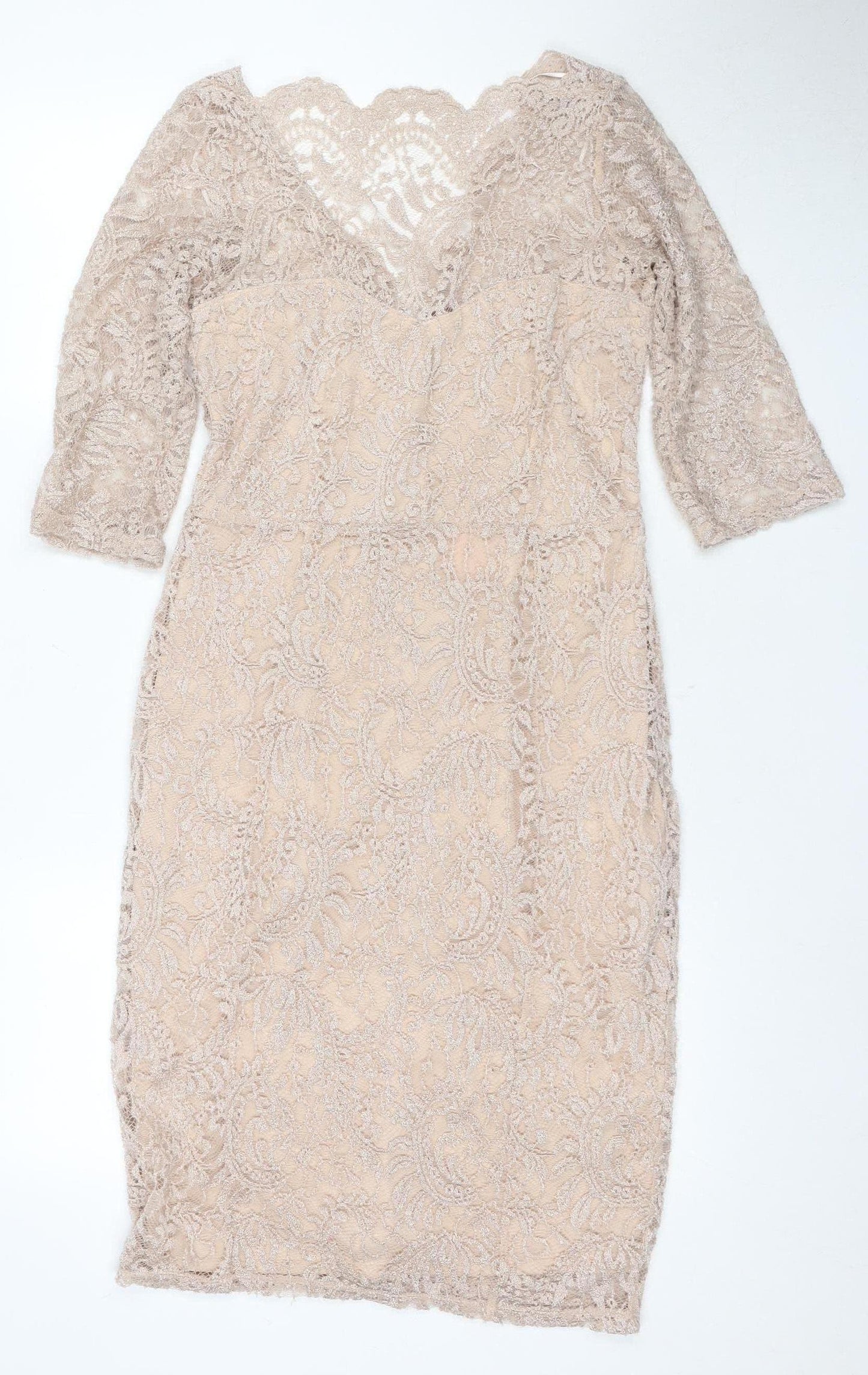 Next Beige Women's Lace Bodycon Dress Size 12