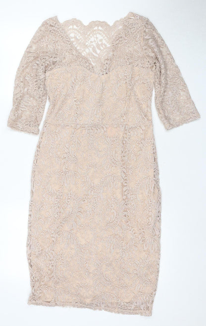 Next Beige Women's Lace Bodycon Dress Size 12