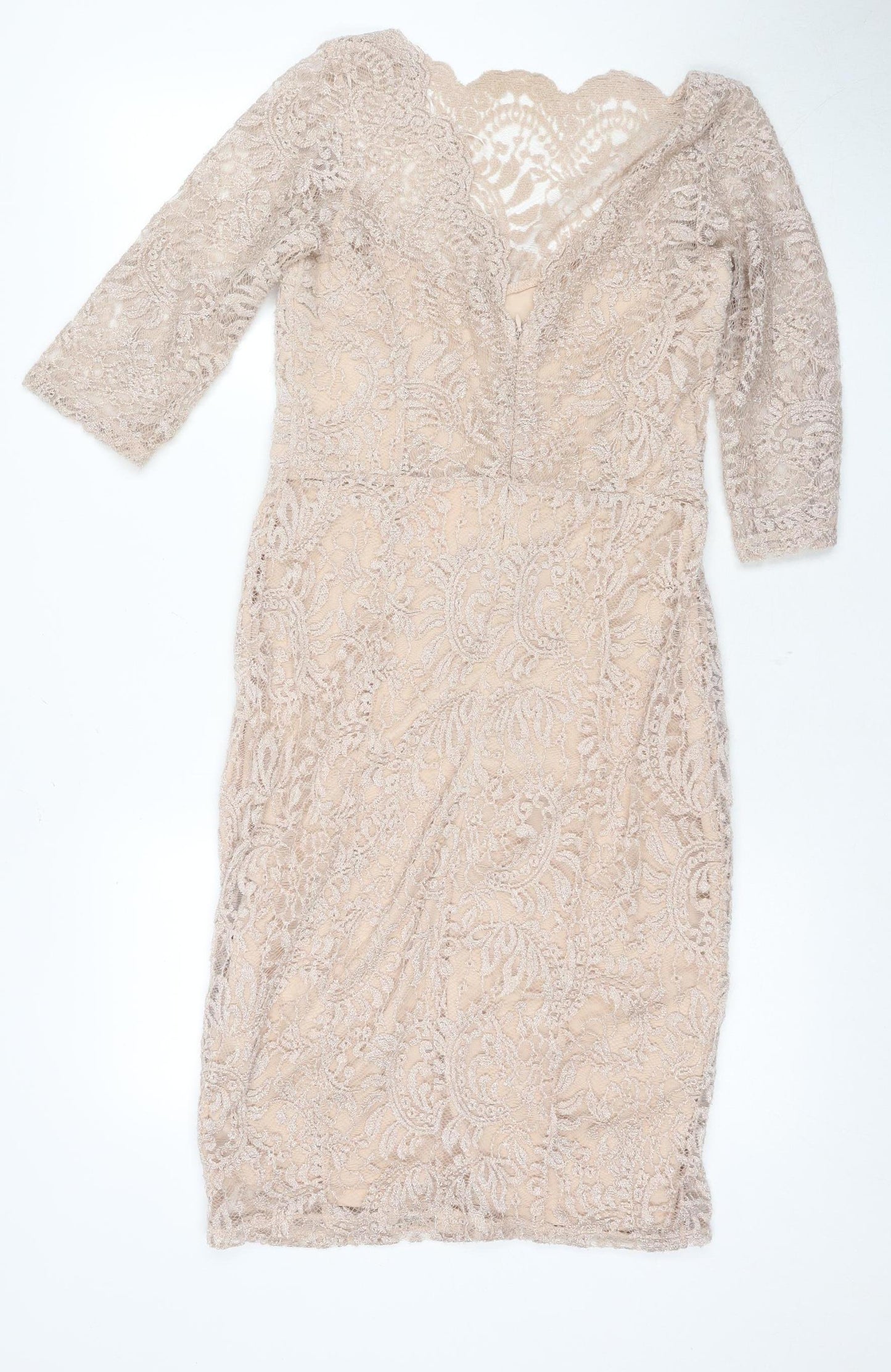 Next Beige Women's Lace Bodycon Dress Size 12