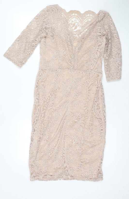 Next Beige Women's Lace Bodycon Dress Size 12
